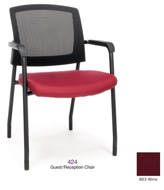 Mesh Back Guest/Reception Chair-Wine Seat Cushion